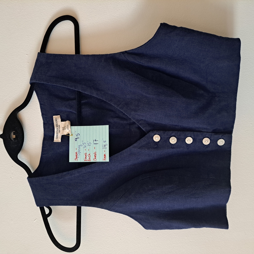 Christian Siriano Navy Vest with White Buttons